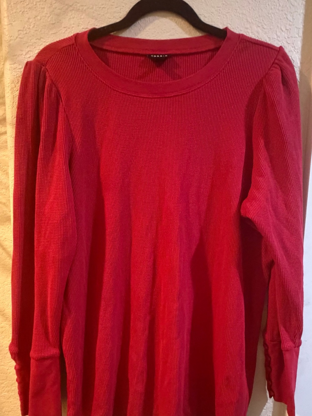 torrid Red Ribbed Long-Sleeve Top